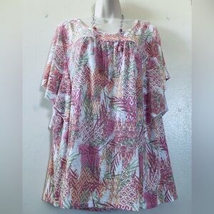 Cato Pink and Purple Relaxed blouse with Dolman Sleeves